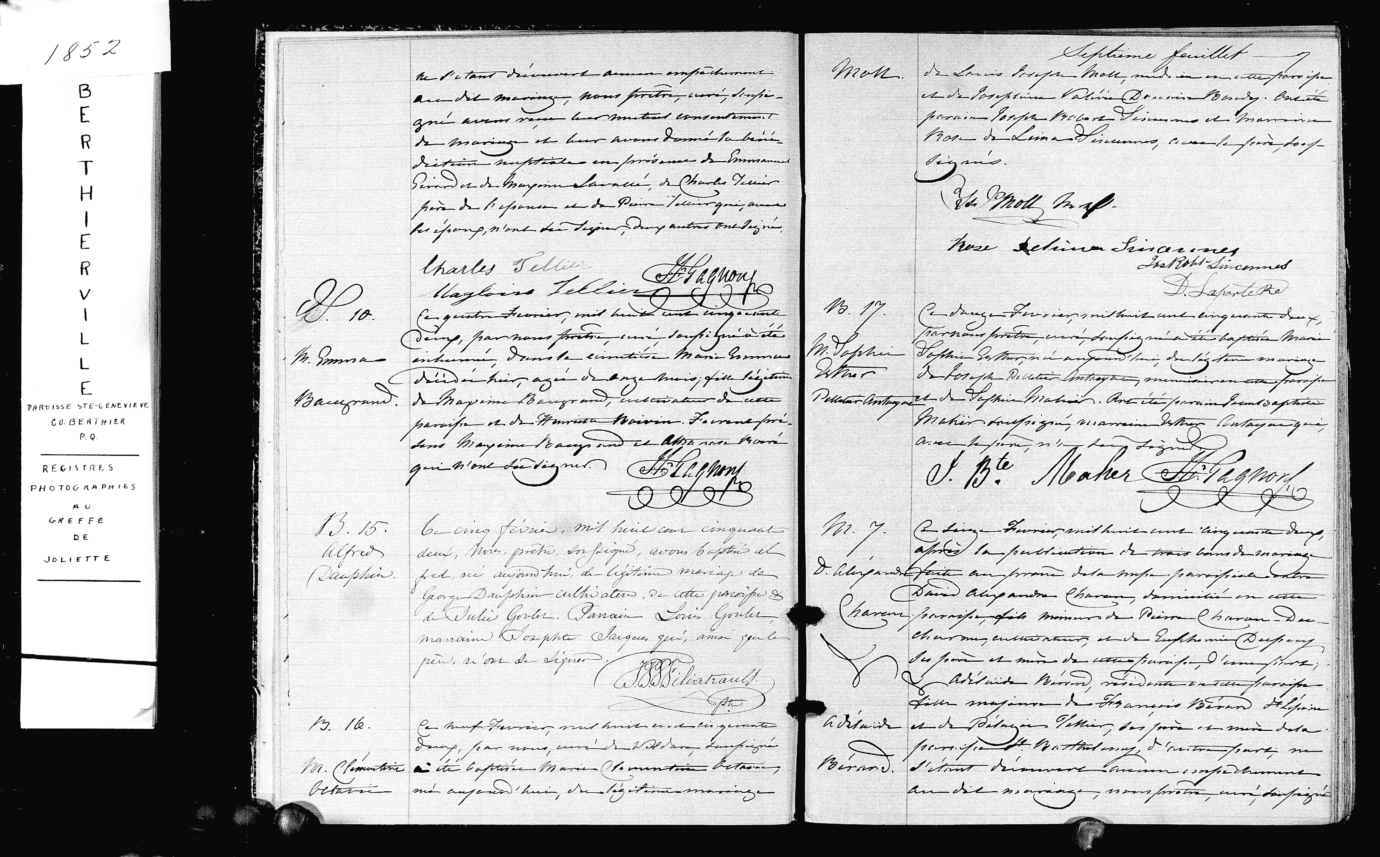 Marriage register of Joseph Jubinville and Anastasie Tellier - Page 2